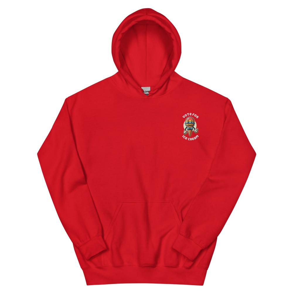 Vote For Ice Cream Embroidered Hoodie - Red Color - https://ascensionemporium.net